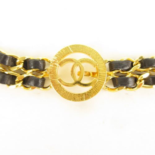 シャネル CHANEL 美品 チェーンベルト ヴィンテージ ココマーク レザー 