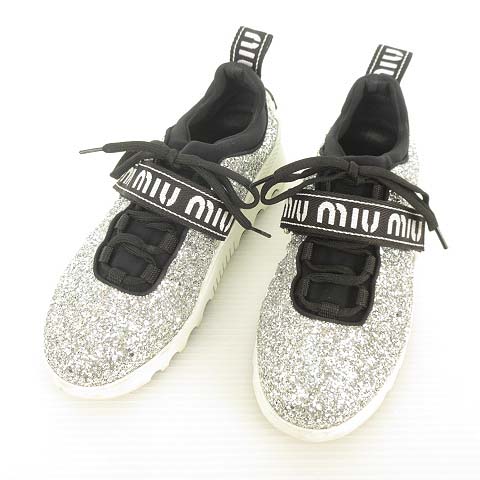 ミュウミュウ miumiu 613 ラメ グリッタ ローカット スニーカー 