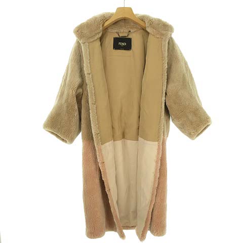 フェンディ FENDI 美品 ラビットファー コート バイカラー 毛皮 40  