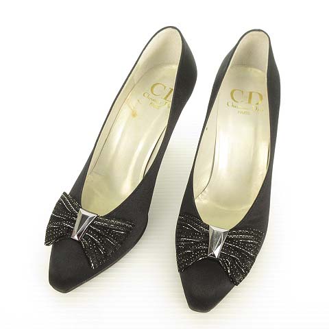 クリスチャンディオール Christian Dior ヴィンテージ リボン パンプス 