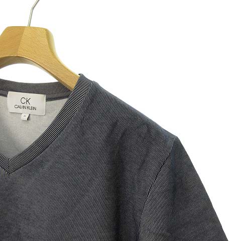 シーケーカルバンクライン ck Calvin Klein 美品 ストライプ Vネック 