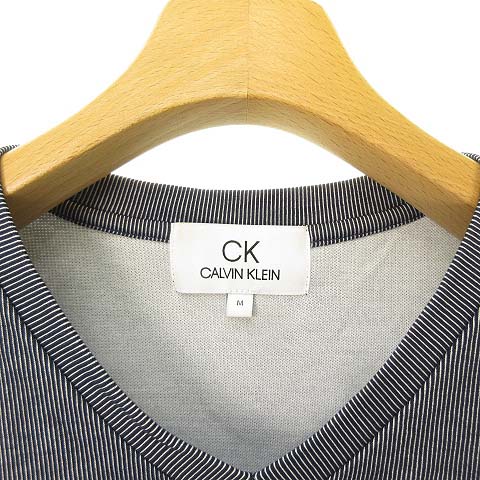 シーケーカルバンクライン ck Calvin Klein 美品 ストライプ Vネック 