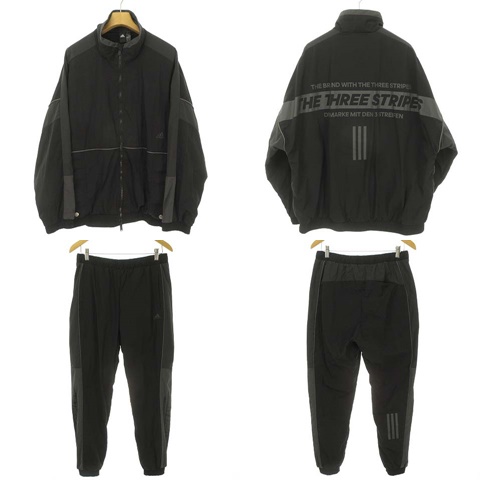 アディダス ウーブン 上下セット ジャケット パンツ 新品 XL 裏地付き 黒 アディダス(adidas) ウインドブレーカー 上下セット ワーディング