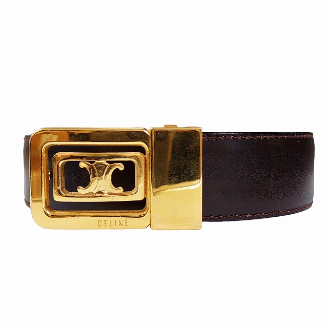 セリーヌ CELINE ヴィンテージ トリオンフ 金具 ロゴ ベルト ゴールド  