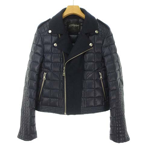 ステューシー STUSSY ライダース ダウン ジャケット メルトン ナイロン 