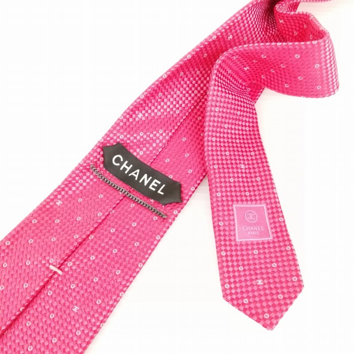 シャネル CHANEL 格子柄 ココマーク ドット ネクタイ シルク