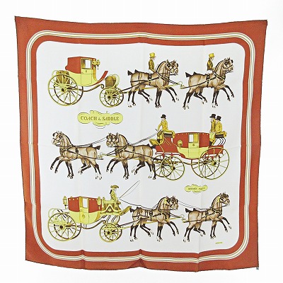 エルメス HERMES カレ90 COACH＆SADDLE スカーフ シルク 馬車 馬 