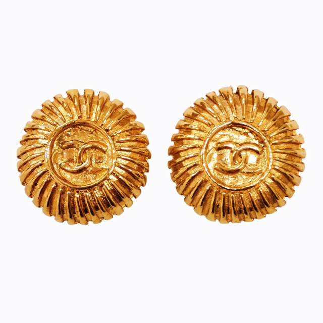 シャネル CHANEL ヴィンテージ ココマーク ラウンド イヤリング CC  
