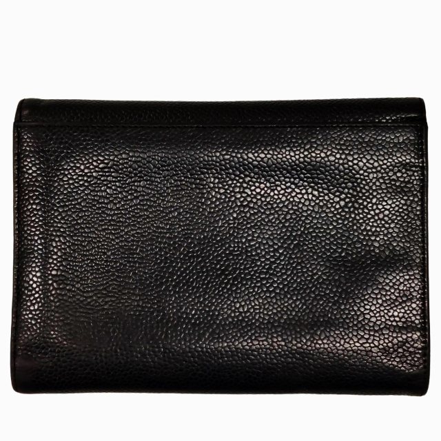 シャネル CHANEL ヴィンテージ キャビアスキン 5番台 3つ折り財布 