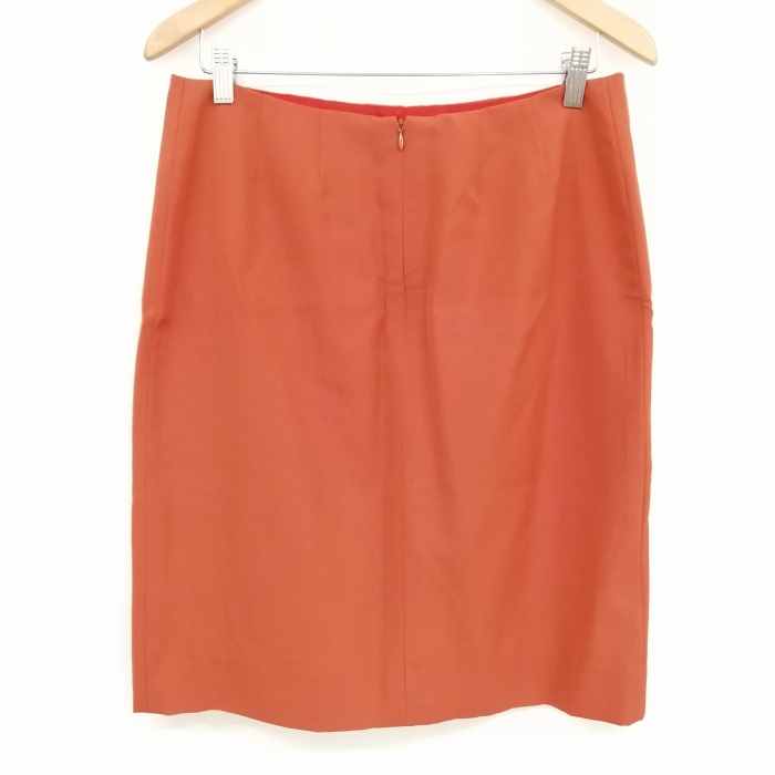 極美品 HERMES エルメス フレアスカート ベルト付き 麻 リネン オレンジ エルメス HERMES ヴィンテージ スーツ セットアップ リネン切替 ラペル