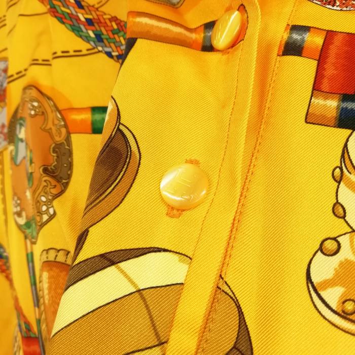 エルメス HERMES Petite main お針子さん 総柄 シルク地 ニット 切替 
