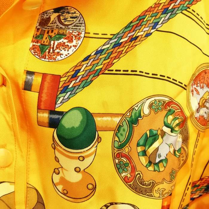 エルメス HERMES Petite main お針子さん 総柄 シルク地 ニット 切替 