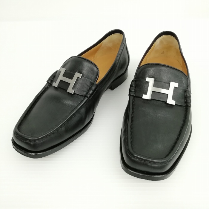 エルメス HERMES 美品 コンスタンス ローファー スリッポン シルバー H 