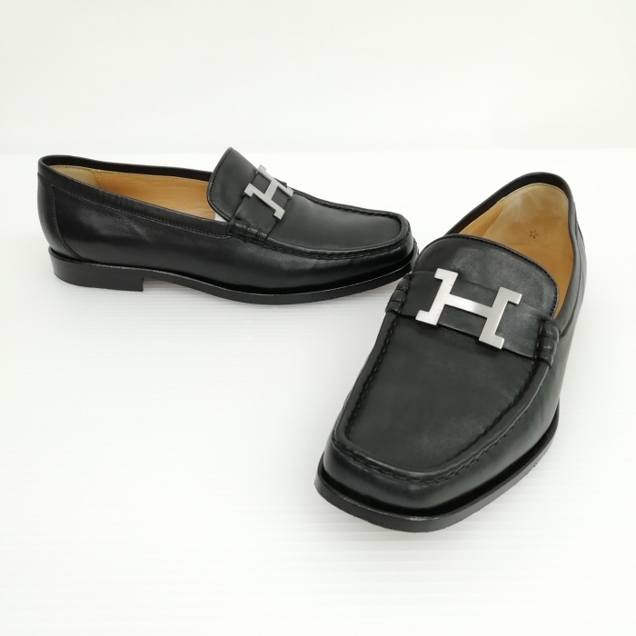 エルメス HERMES 美品 コンスタンス ローファー スリッポン シルバー H 