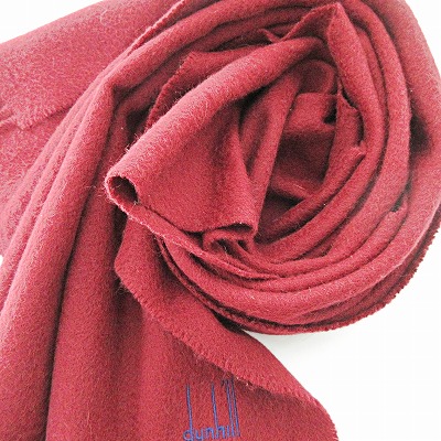 ダンヒル dunhill カシミヤ マフラー ストール フリンジ ロゴ  