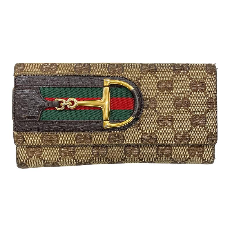 ✨希少✨グッチ シェリーライン Wホック GGキャンバス ホースビット 折り財布 グッチ GUCCI GGキャンバス 長財布 Wホック ホースビット