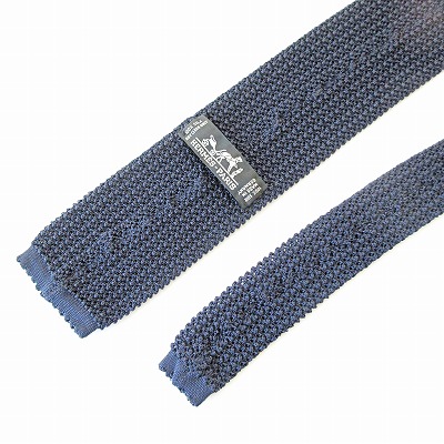エルメス HERMES 美品 ニット ネクタイ ニットタイ ロゴ刺繍 シルク 