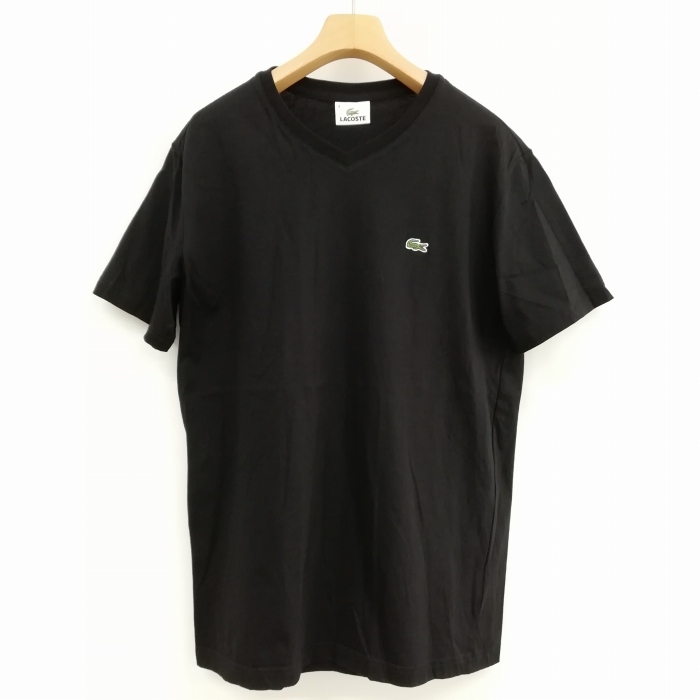 定番人気★Lacoste ラコステ★半袖VネックTシャツ メンズ 男性 LACOSTE ラコステ リブ 半袖 コットン Tシャツ クルーネック V