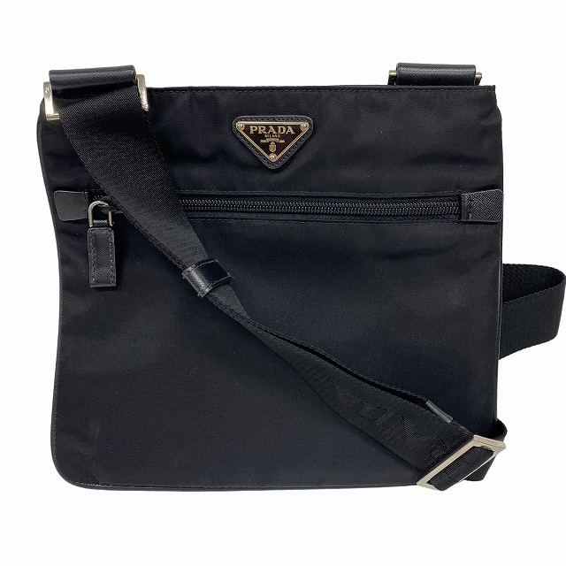 プラダ PRADA ショルダーバッグ ナイロン サフィアーノレザー 三角 