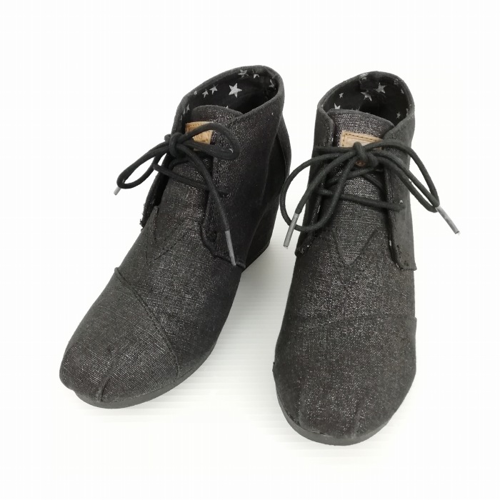 トムス TOMS ウエッジソール ブーティ チャッカブーツ W7 ブラック系 