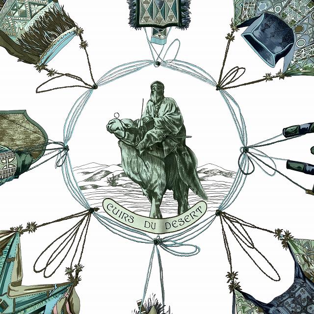 エルメス HERMES カレ 90 シルクスカーフ 総柄 CUIRS DU DESERT 砂漠の  