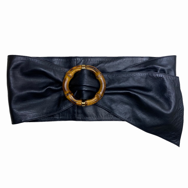 グッチ GUCCI オールドグッチ サッシュベルト レザー バンブー 黒 