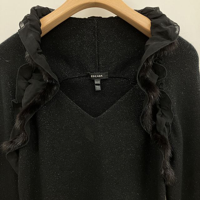 エスカーダ ESCADA ミンクファー付き ニット プルオーバー カシミヤ85 