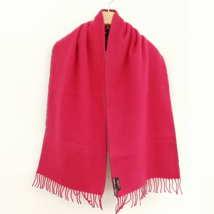 エルメス HERMES 美品 フクロウ柄 フリンジ付き カシミヤ × ウール  