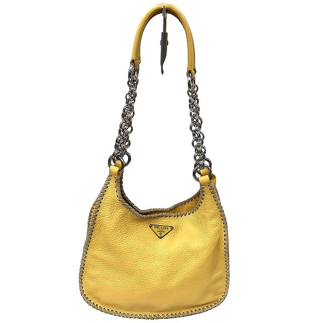 プラダ PRADA ショルダーバッグ 肩掛け リング チェーン レザー 三角  