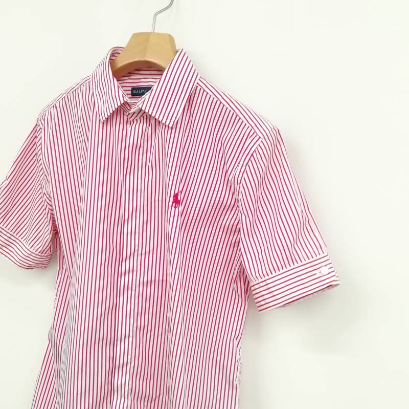 POLO RALPH LAUREN - ポロラルフローレン ストライプシャツ ブラウス ピンク 長袖 ポニー刺繍 花柄 POLO RALPH LAUREN - 極美品【ラルフローレンストライプシャツ