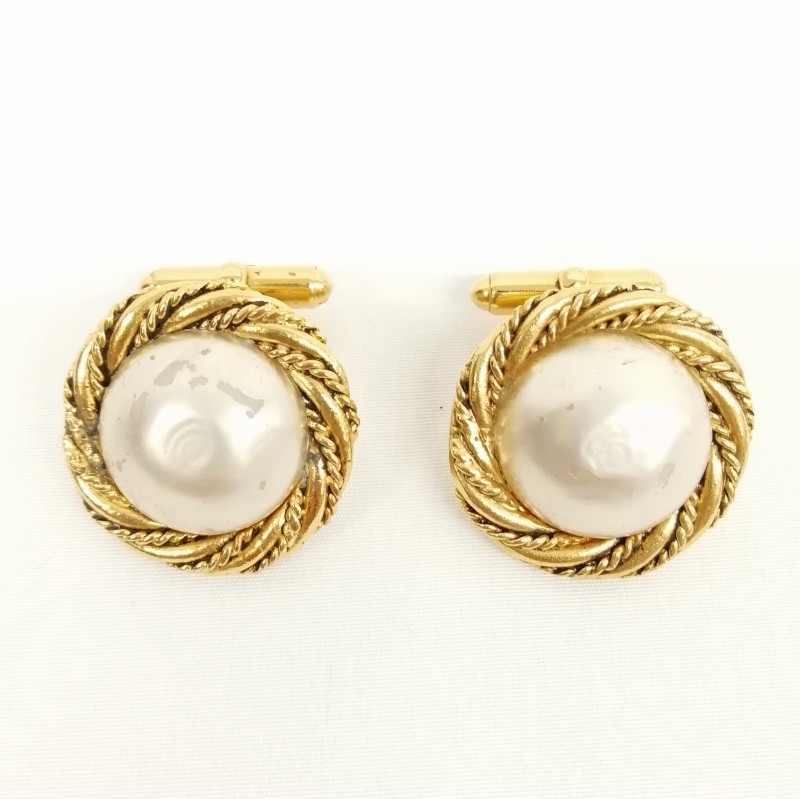 シャネル CHANEL ヴィンテージ カフス カフリンクス フェイクパール  