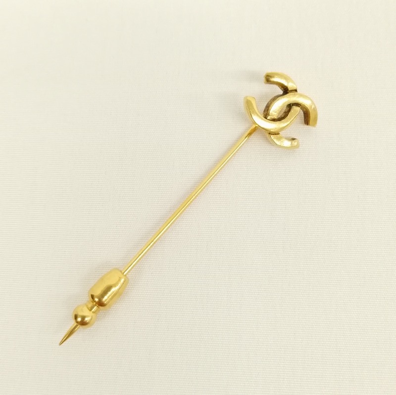 シャネル CHANEL ヴィンテージ ココマーク ピンブローチ ゴールド 美品 