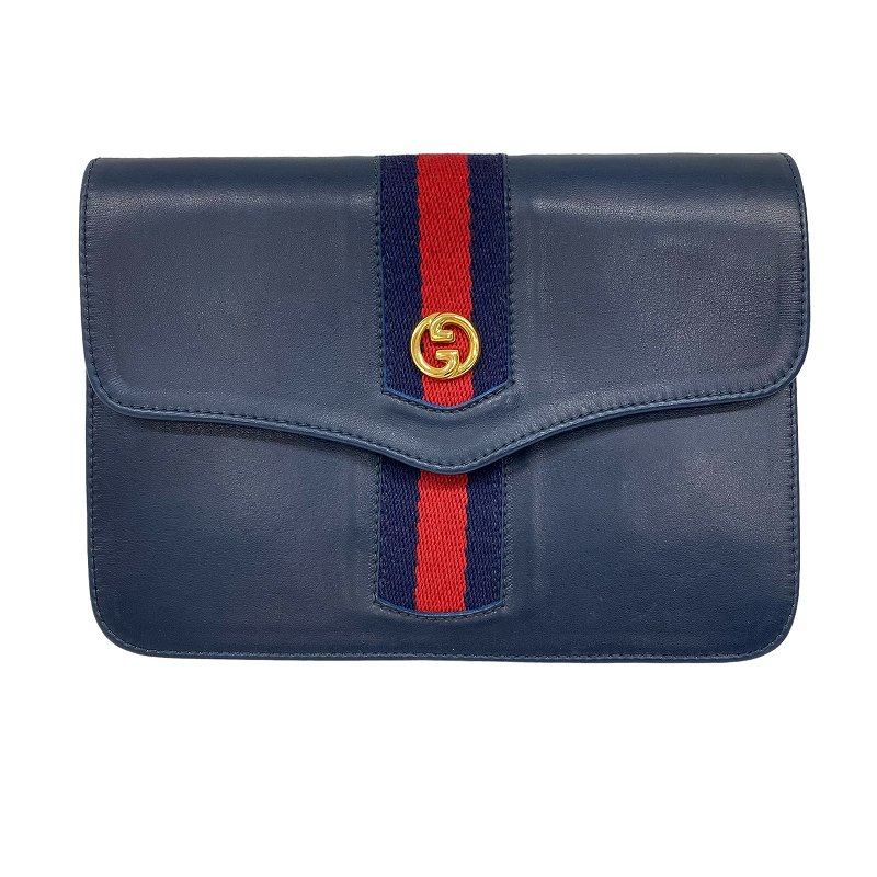★gucciシェリーライン★オールドグッチ 財布 濃紺 ネイビー ビンテージ ☆gucciシェリーライン☆オールドグッチ 財布 濃紺 ネイビー