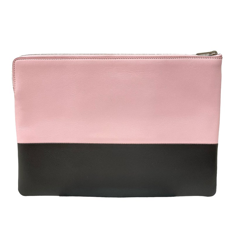 セリーヌ CELINE バイカラー クラッチバッグ ポーチ ラムスキン レザー 