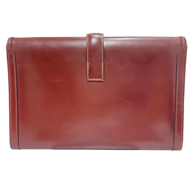 エルメス HERMES ジジェPM クラッチバッグ ボックスカーフ ボルドー 