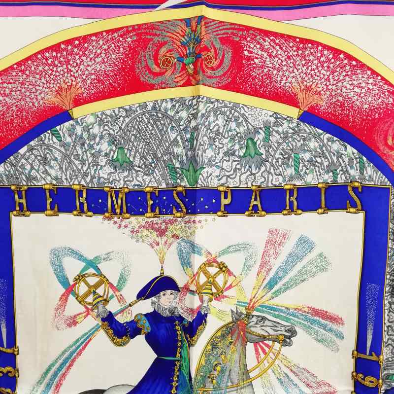 エルメス HERMES カレ90 FEUX D'ARTIFICE 技巧の火 シルク スカーフ