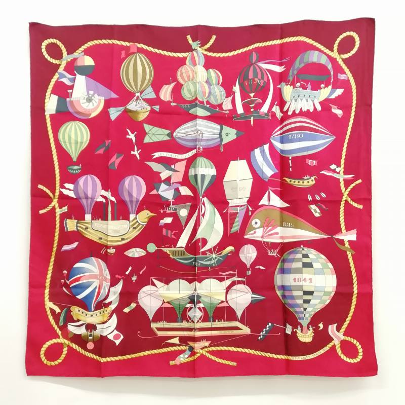 エルメス HERMES カレ90 LES FOLIES DU CIEL 大空の狂気 シルク  