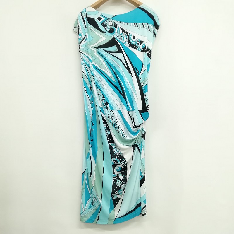 エミリオプッチ EMILIO PUCCI 美品 ドレープ ワンピース Iライン 総柄 
