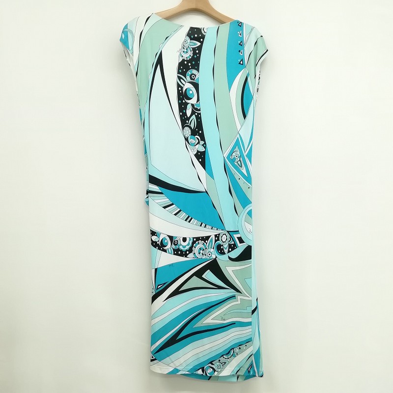 エミリオプッチ EMILIO PUCCI 美品 ドレープ ワンピース Iライン 総柄 