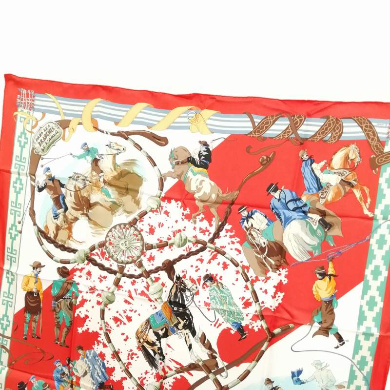 未使用品 エルメス HERMES カレ90 オンブーの木の下で カウボーイ dans 