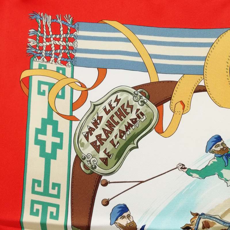 未使用品 エルメス HERMES カレ90 オンブーの木の下で カウボーイ dans 