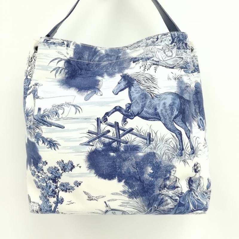 ロンシャン LONGCHAMP プリント コットン キャンバス ハンドバッグ  