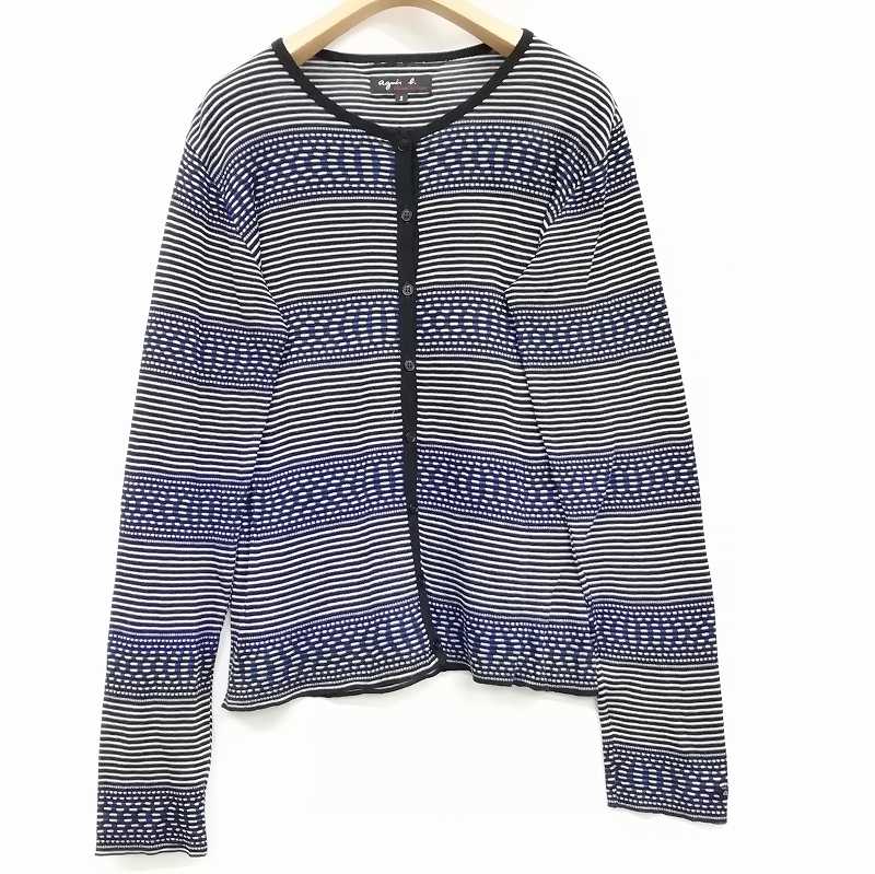 アニエスベー agnes b. 美品 カーディガン ボーダー ニット 長袖 