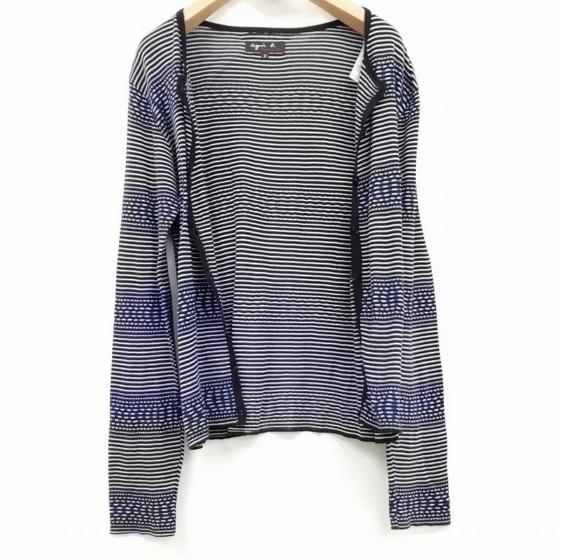 アニエスベー agnes b. 美品 カーディガン ボーダー ニット 長袖 