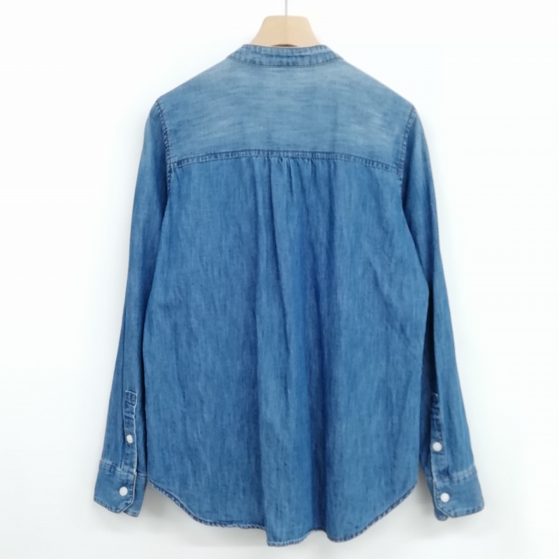 ヨンファ YONFA リボン バンドカラー デニム シャツ トップス 長袖