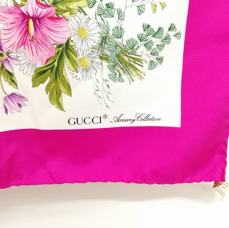 グッチ GUCCI オールド ヴィンテージ フローラ 蝶 花柄 シルク 大判