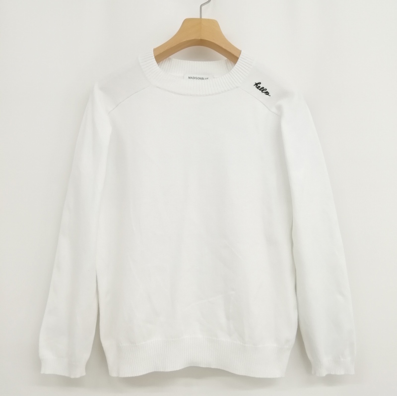 MADISONBLUE クルーネックプルオーバーニットホワイト