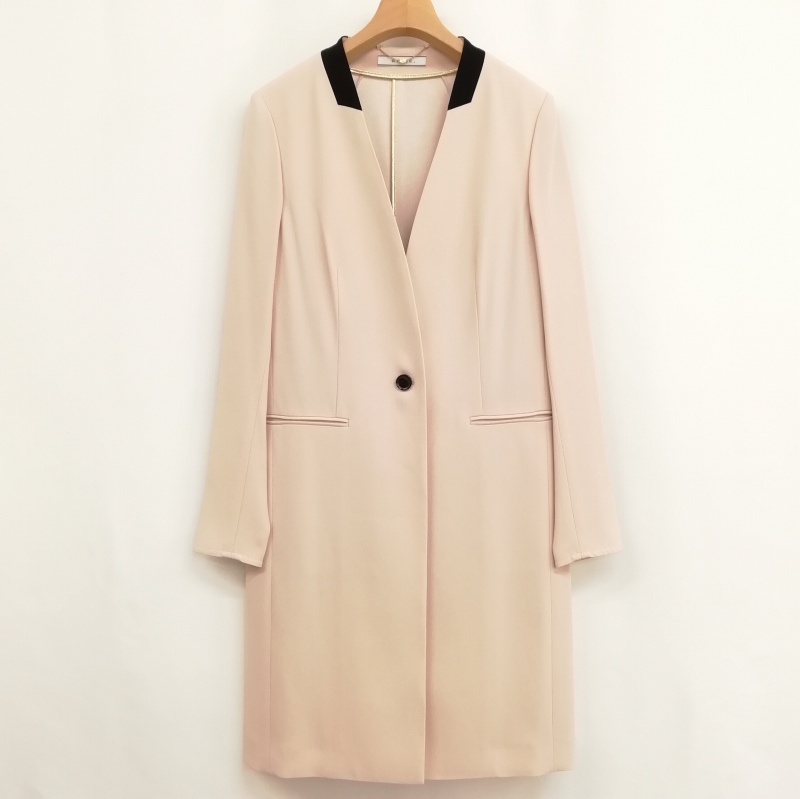 BEIGE ベイジ ノーカラーロングジャケット ピンク 2 JKCWYM0308 BEIGE ベイジ ノーカラーロングジャケット ピンク 2 JKCWYM0308 【公式
