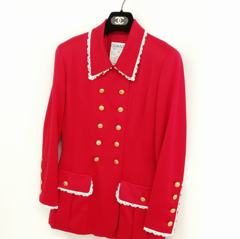シャネル CHANEL ヴィンテージ ウール ダブル ジャケット ココマーク  