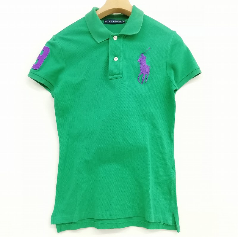 ラルフローレン RALPH LAUREN 美品 ポロシャツ 半袖 刺繍 ロゴ 鹿の子
